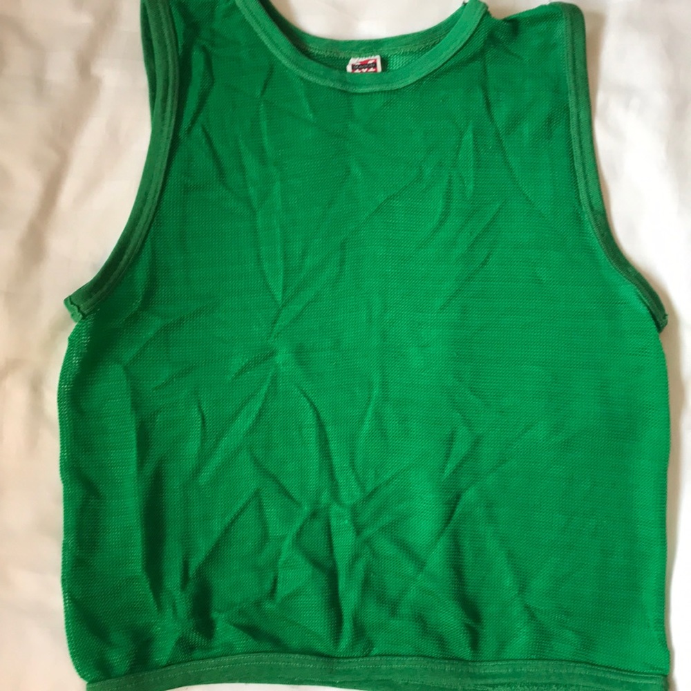 Bundle of 2 Vintage 70’s poison green singlets/tank tops
